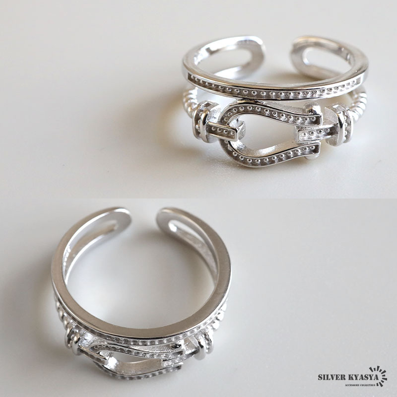 シルバー925 馬蹄リング ホースシューリング 馬の蹄 オープンリング