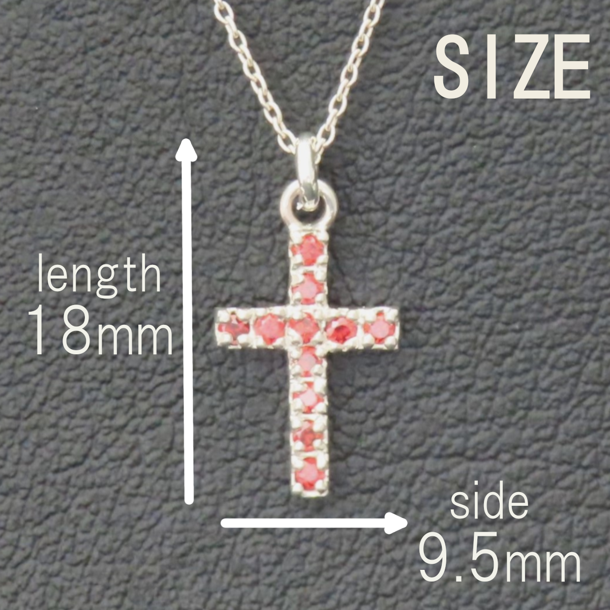 クロスネックレス シルバー925 レッド 赤 キュービックジルコニア