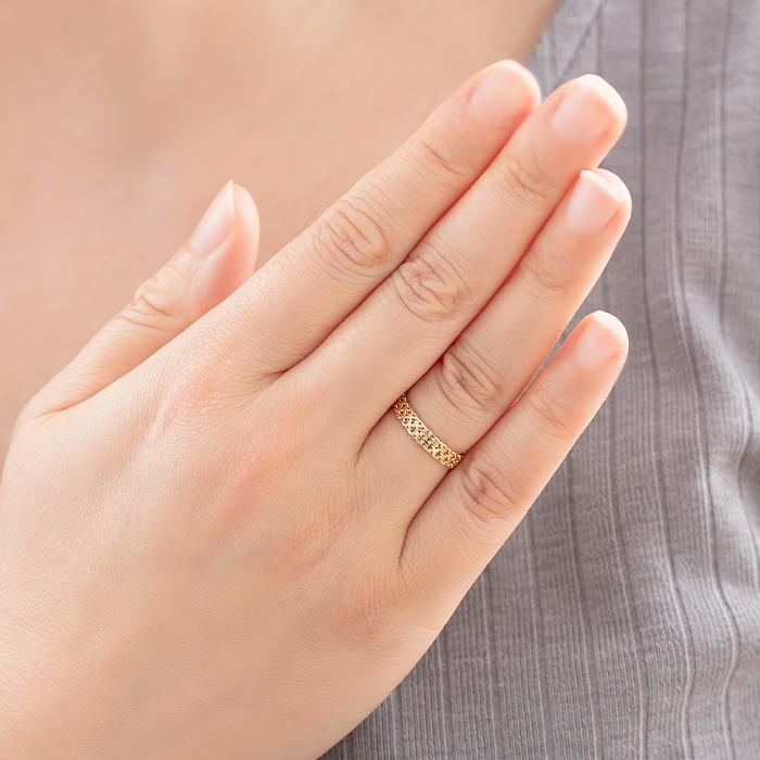 イタリー製 K18YG ビスマルク チェーンリング リング 指輪 18金 可愛い