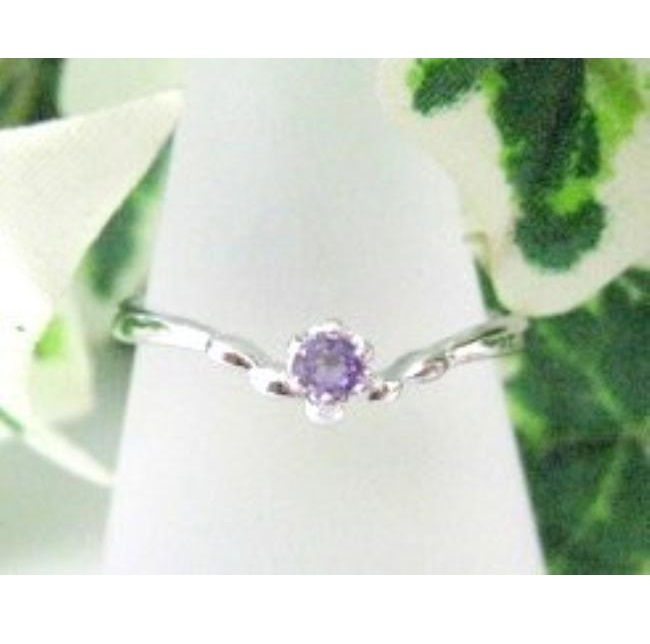 2月誕生石シンプルティファニー爪リング アメジスト シルバー925・日本