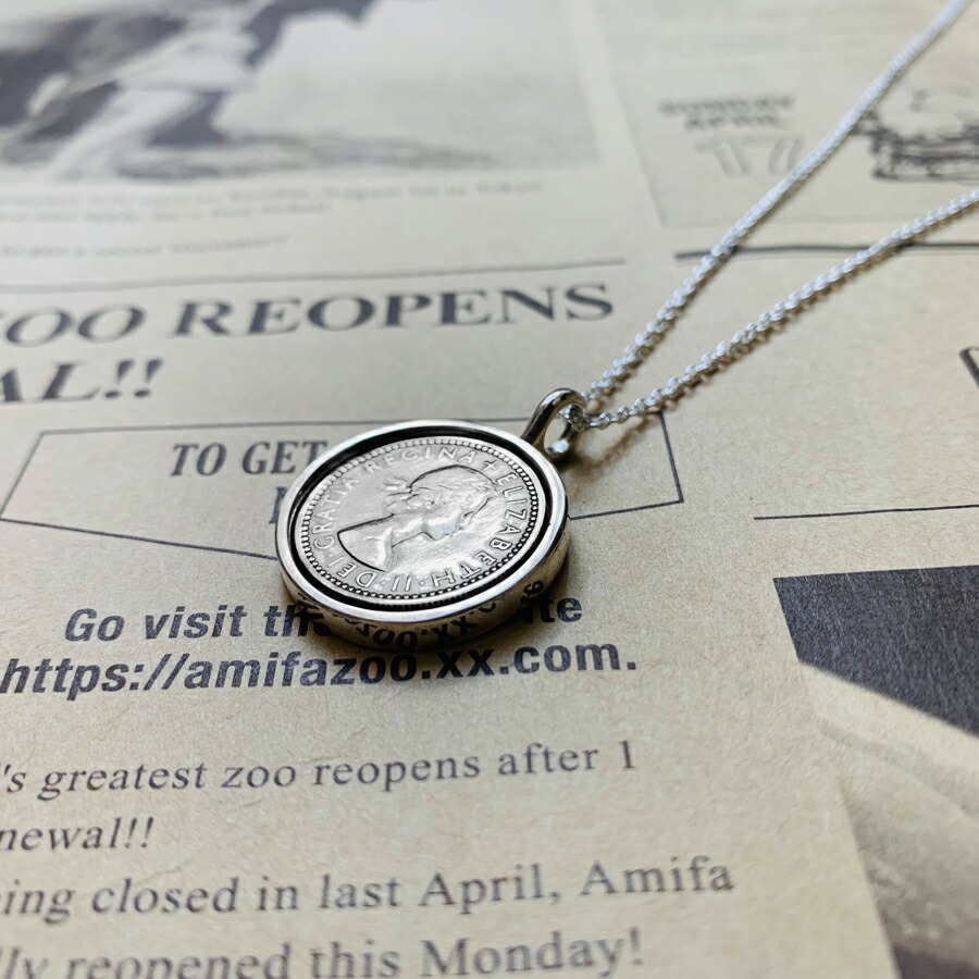 シックスペンスコイン 回転式 ネックレス 高品質 高純度 シルバー950