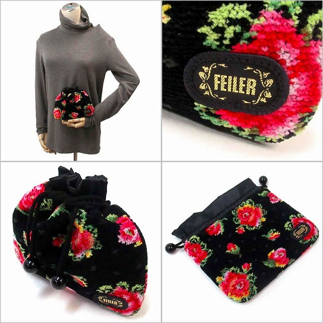 FEILER フェイラー 巾着ポーチ 巾着袋 レーシーローズドット 薔薇 2025