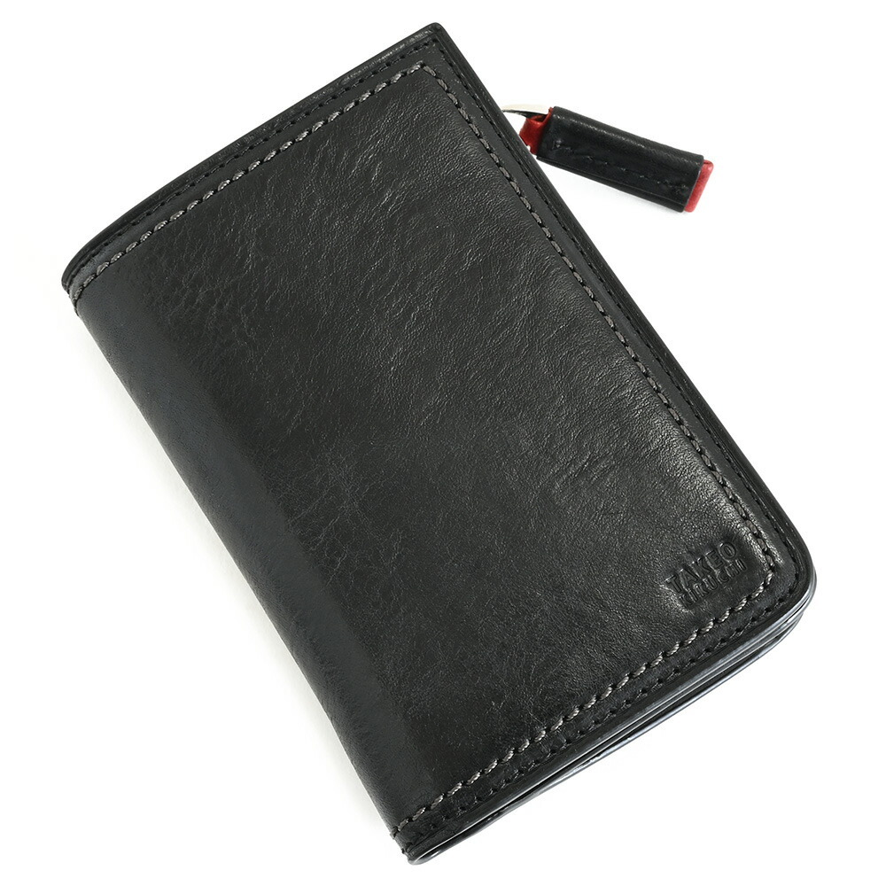 タケオキクチ 財布 二つ折り財布 L字ファスナー 縦型 黒(ブラック