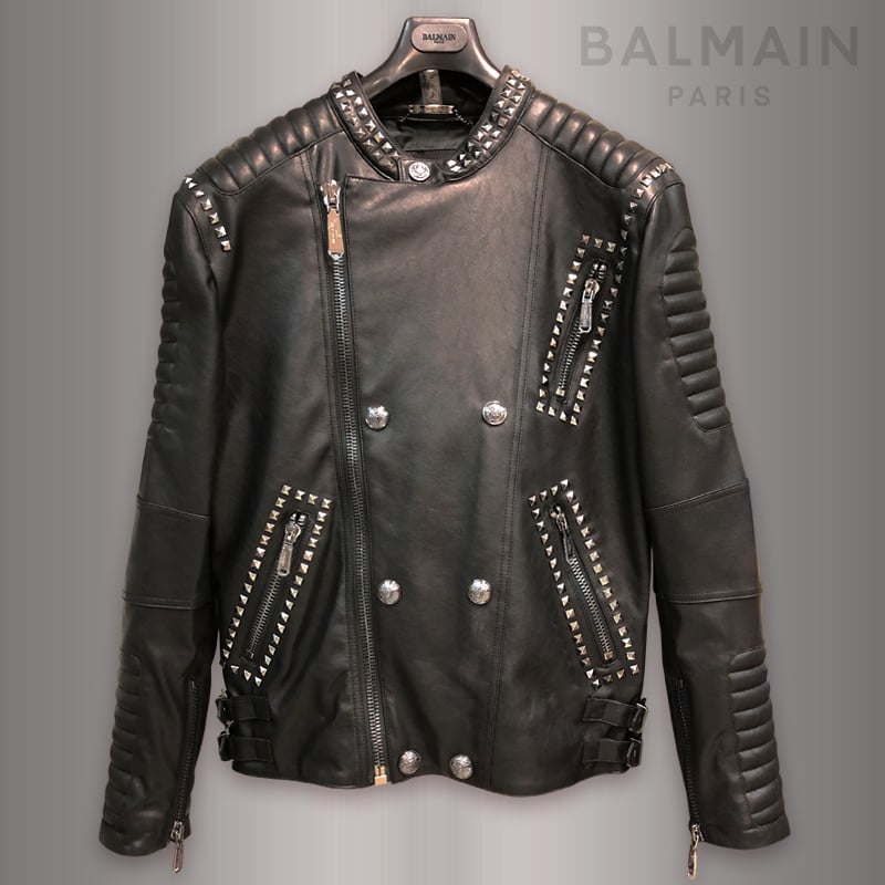BALMAIN PARIS バルマン ライダース ジャケット メンズ エコレザー