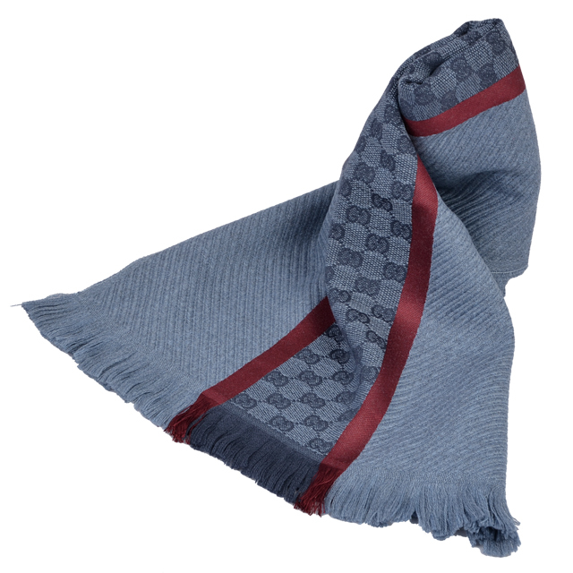 希少！GUCCI GGパターン マフラー ブルー グッチ 希少！GUCCI GG