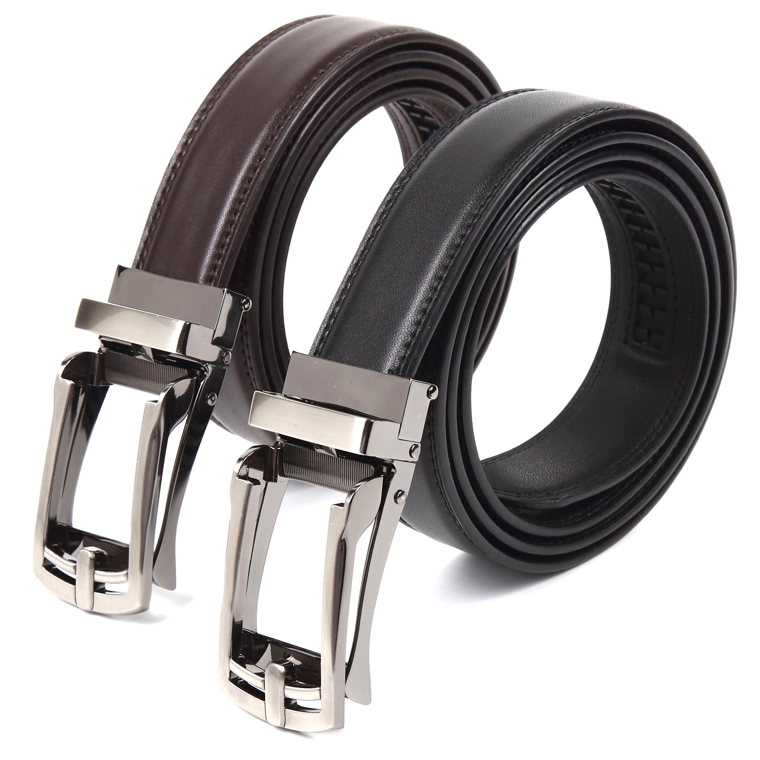 ベルト メンズ 本革 ロング ビジネス 大きいサイズ 無段階 無調整 穴