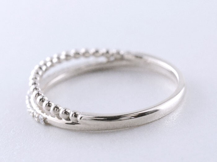 10金 指輪 リング レディース ホワイトゴールドk10 k10 二連風 ハーフ