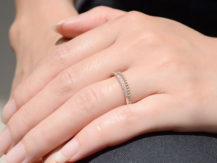 10金 指輪 リング レディース ホワイトゴールドk10 k10 二連風 ハーフ