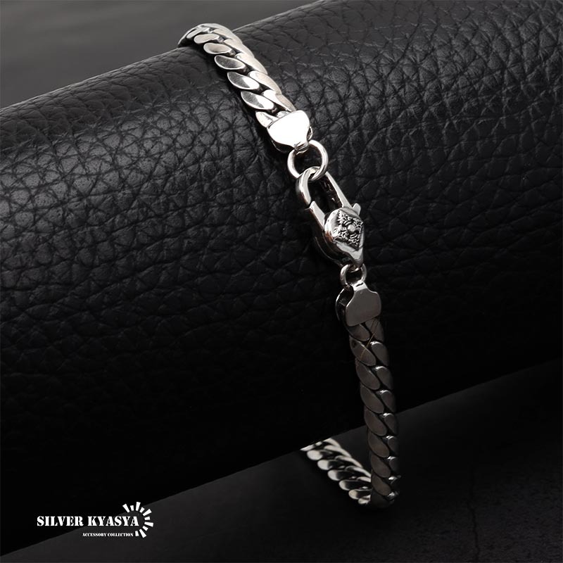 シルバー925 チェーンブレスレット 喜平 2面カット マイアミキューバン