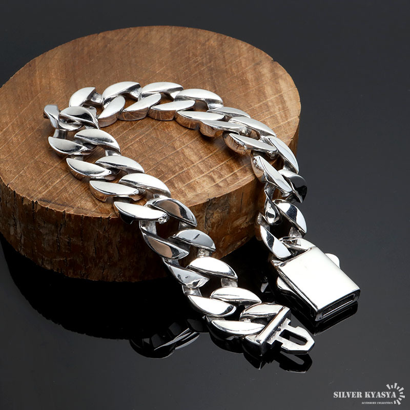 シルバー925 重厚 喜平ブレスレット チェーンブレスレット メンズ 幅