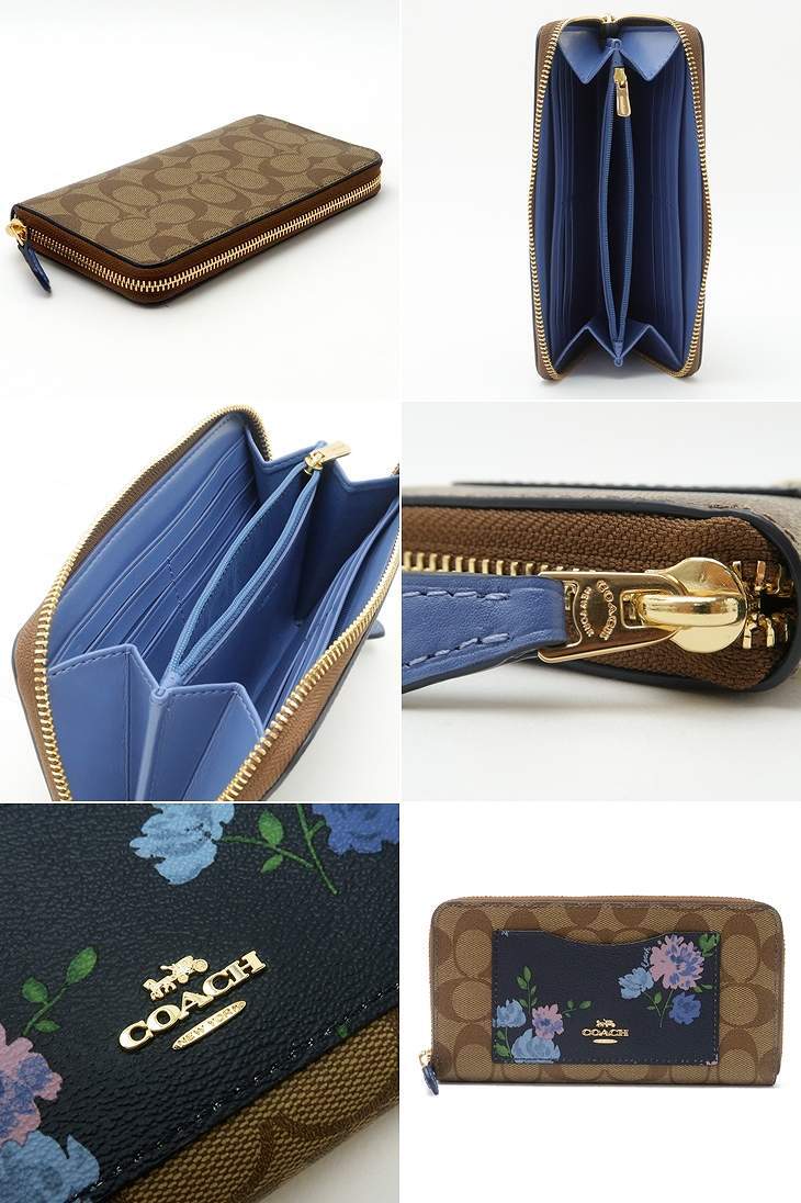 コーチ COACH 財布 レディース 長財布 花柄 シグネチャー ラウンド