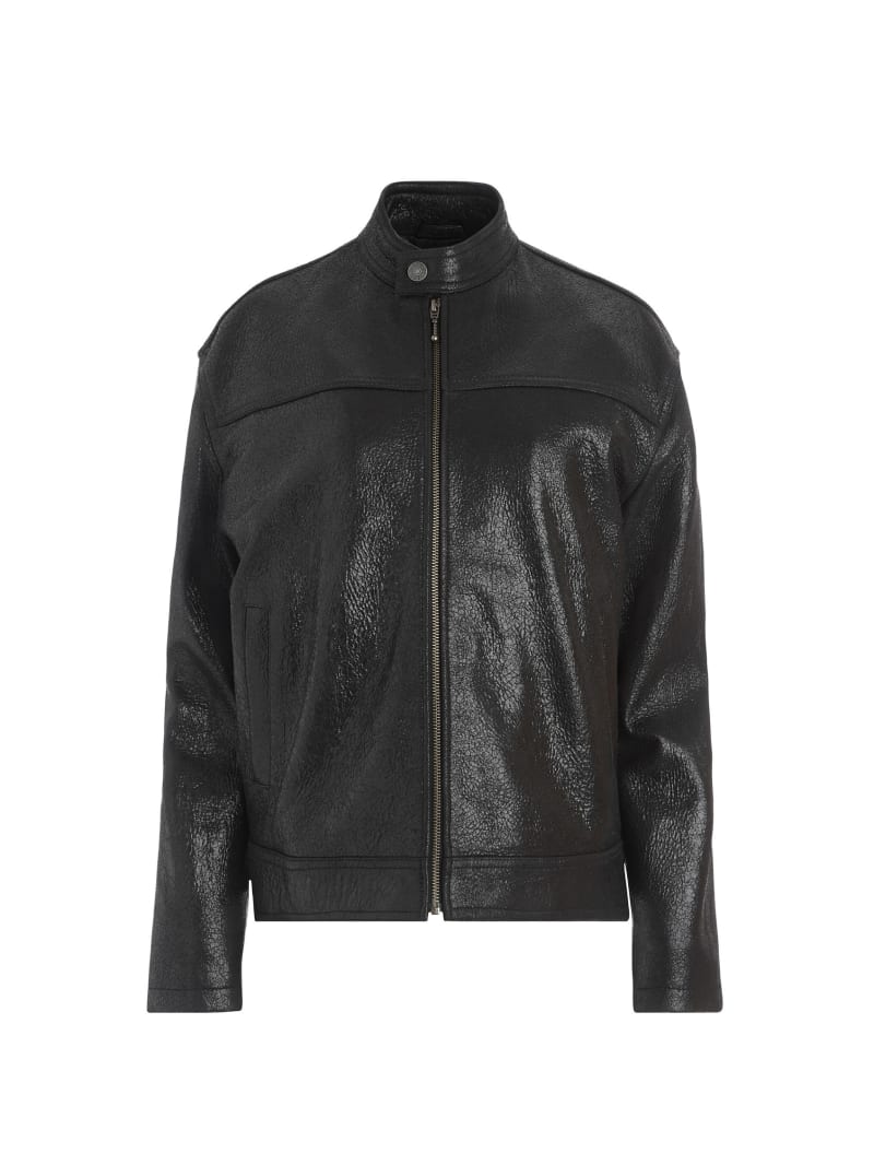 GUESS® crackled leather moto jacket
