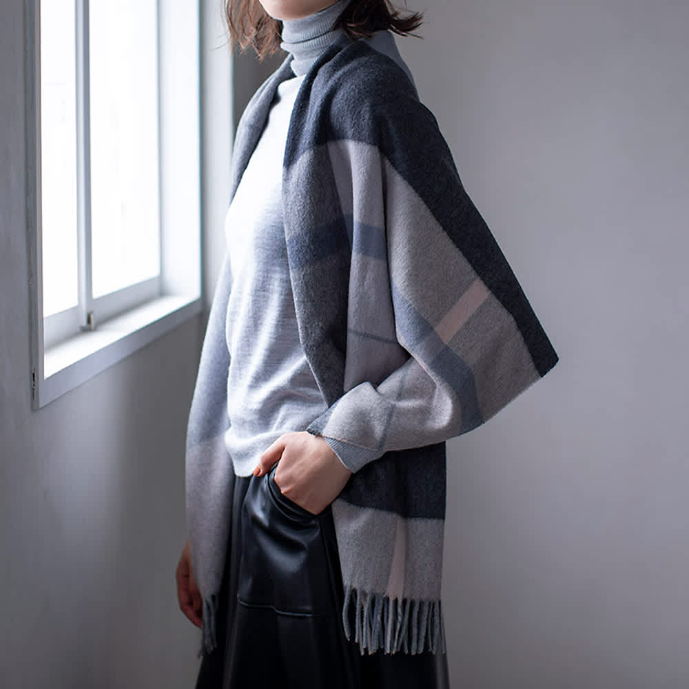 イタリア製 カシミヤ100％ チェック ストール 通販 - ディノス