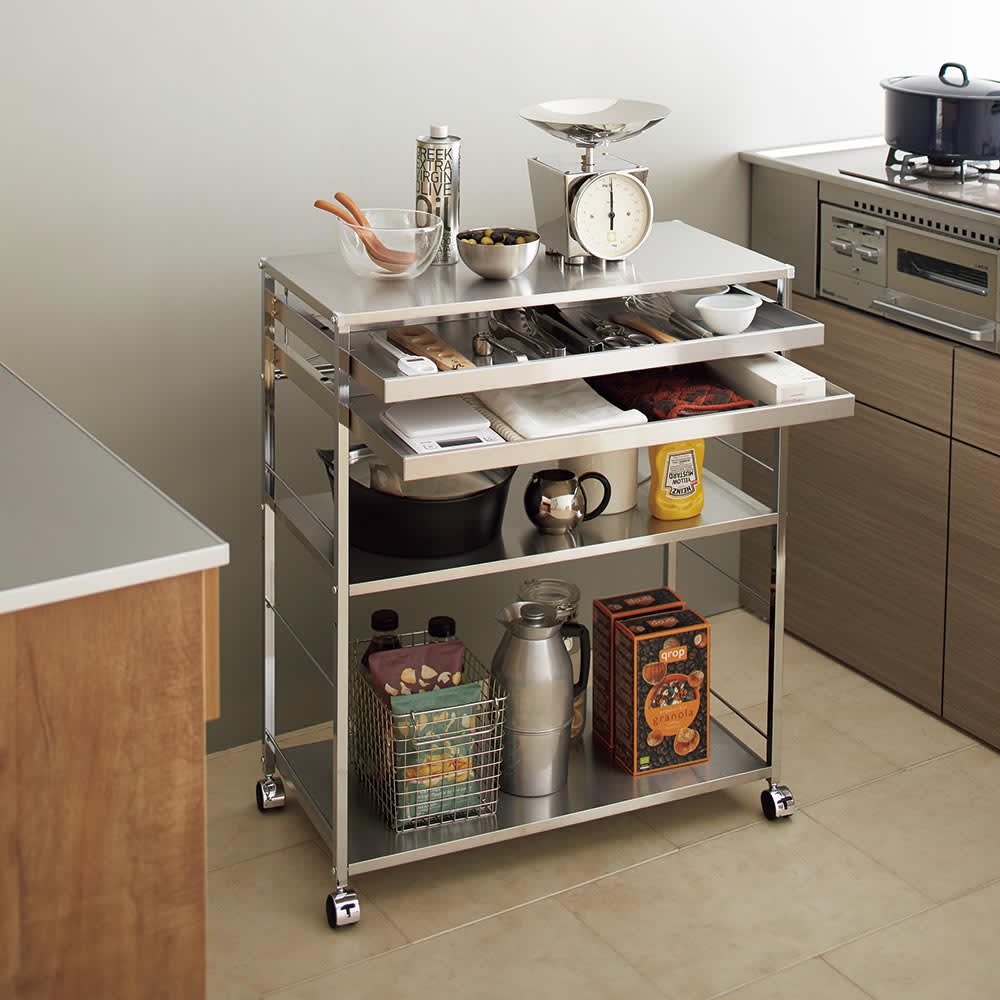 インダストリアル□ステンレス製□ワゴン□5段□工具□厨房