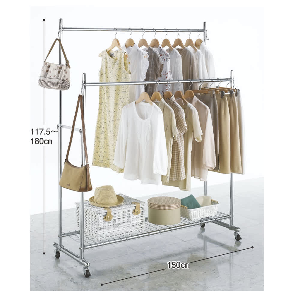 シリーズ累計80000台突破！】プロ仕様 頑丈ハンガーラック ダブル