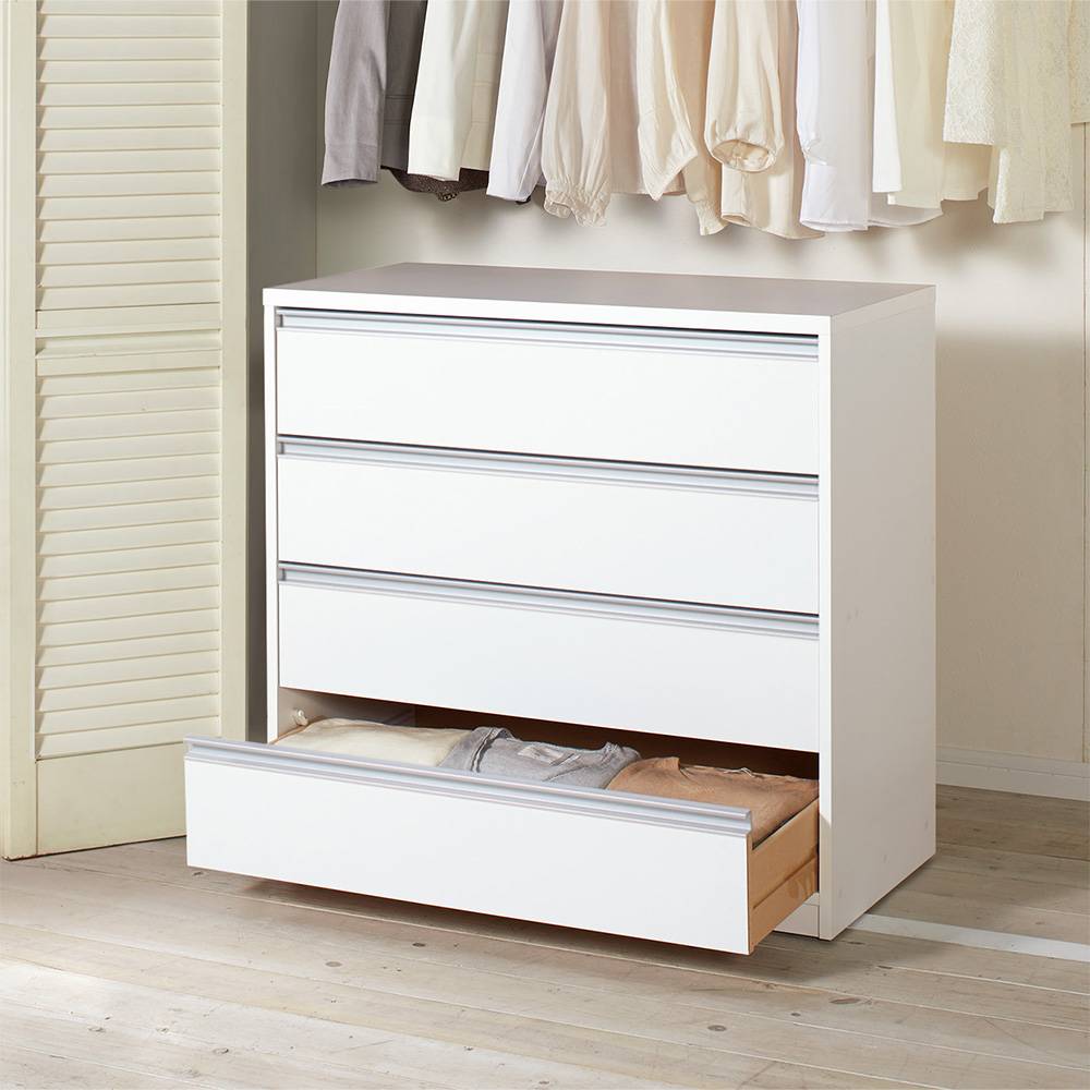 気軽に動かせる隠しキャスター付きワイドクローゼットチェスト 幅90cm