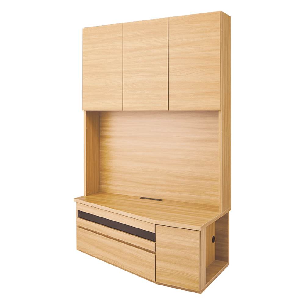 コーナー壁面収納テレビ台 幅117高さ180cm 右壁設置用 【ハイバック