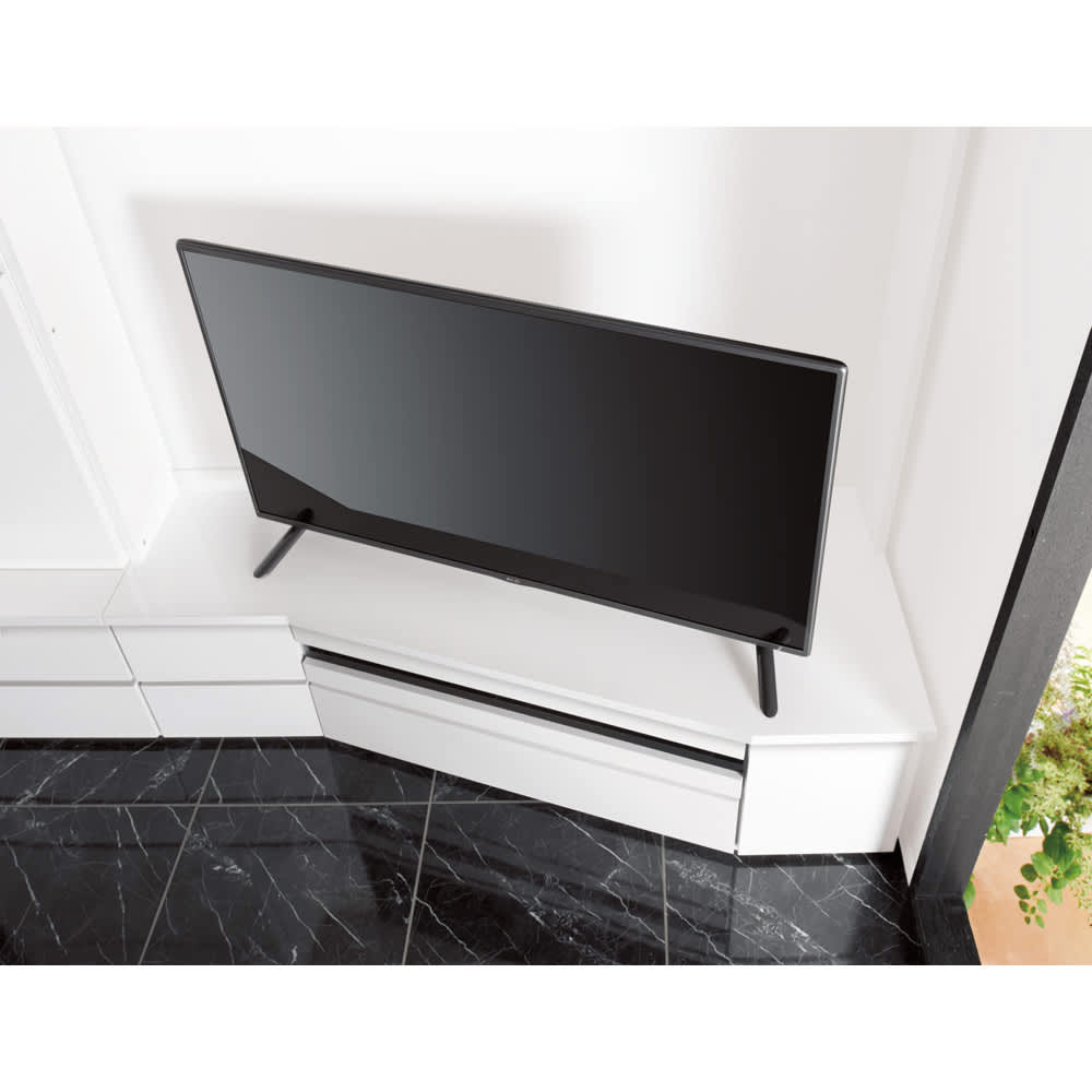 コーナー壁面収納テレビ台 幅150高さ180cm 右壁設置用 【ハイバック