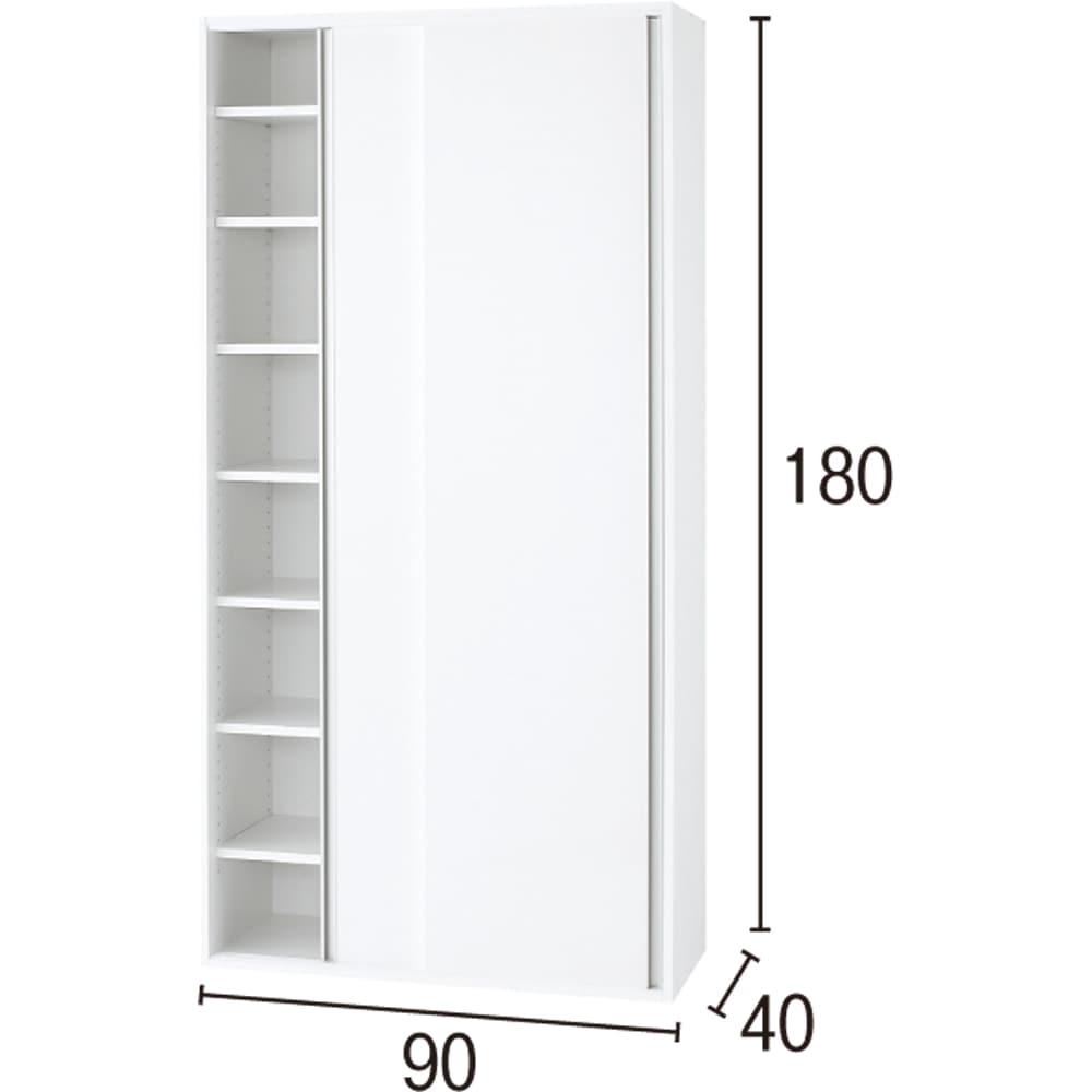 光沢仕様 引き戸壁面収納本棚 幅90奥行40高さ180cm 通販 - ディノス