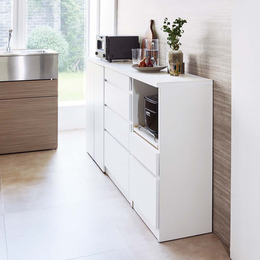 組み合わせ自在の薄型人工大理石天板カウンター 家電収納（幅45cm/幅