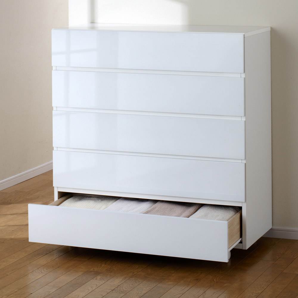 奥行46cmキャスター付きツヤツヤチェスト 幅100cm・5段 通販 - ディノス