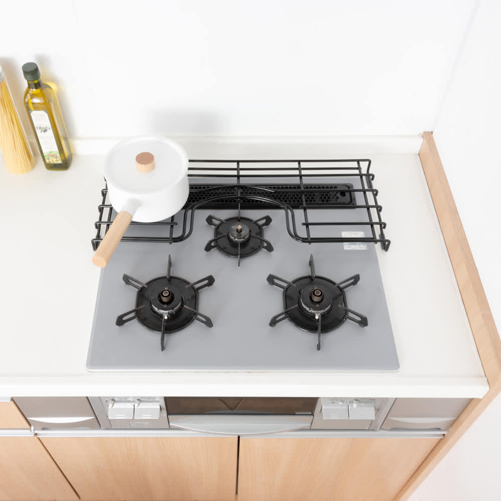 耐荷重20kgのホーロー加工のコンロ奥ラック コンロ幅60cm用 通販