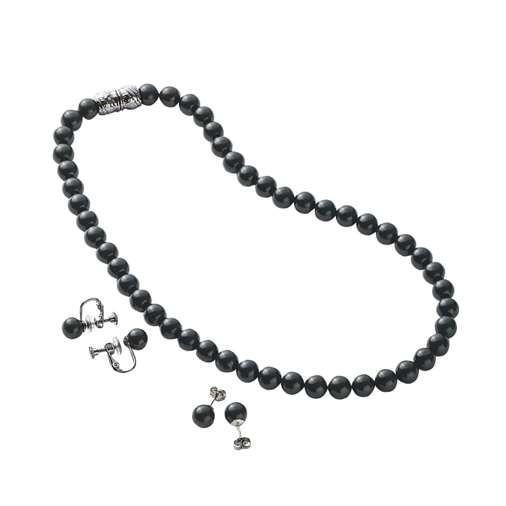 天然ジェット ネックレス＆イヤリング・ピアス セット 通販 - ディノス