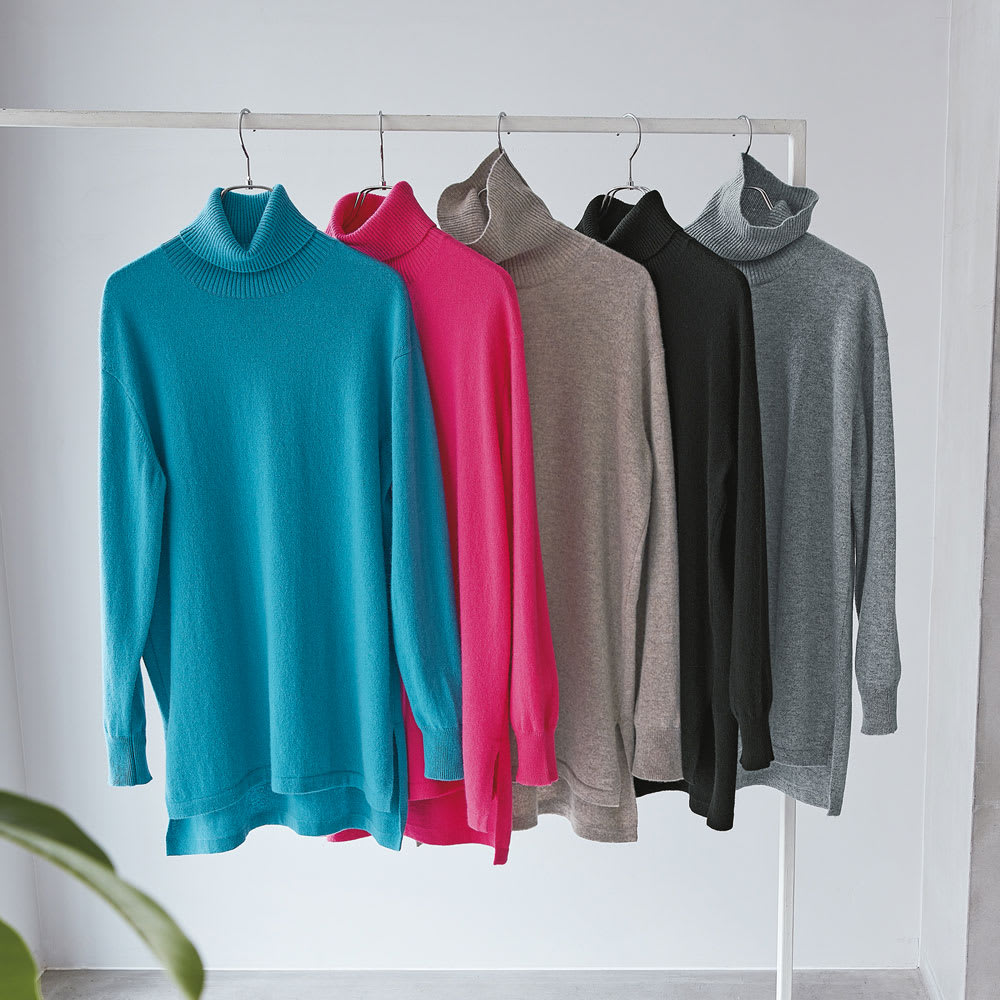 カシミヤニット タートルネック チュニック 通販 - ディノス