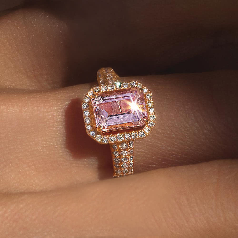 K18PG モルガナイト・ダイヤ リング 通販 - ディノス