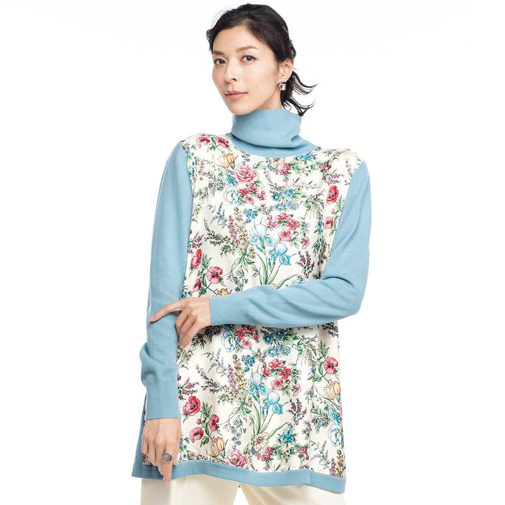ラッティ社 フラワー柄シルクプリント＆ウールニット チュニック 通販