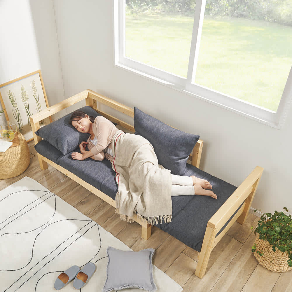 パイン天然木の横伸縮ソファベッド 通販 - ディノス