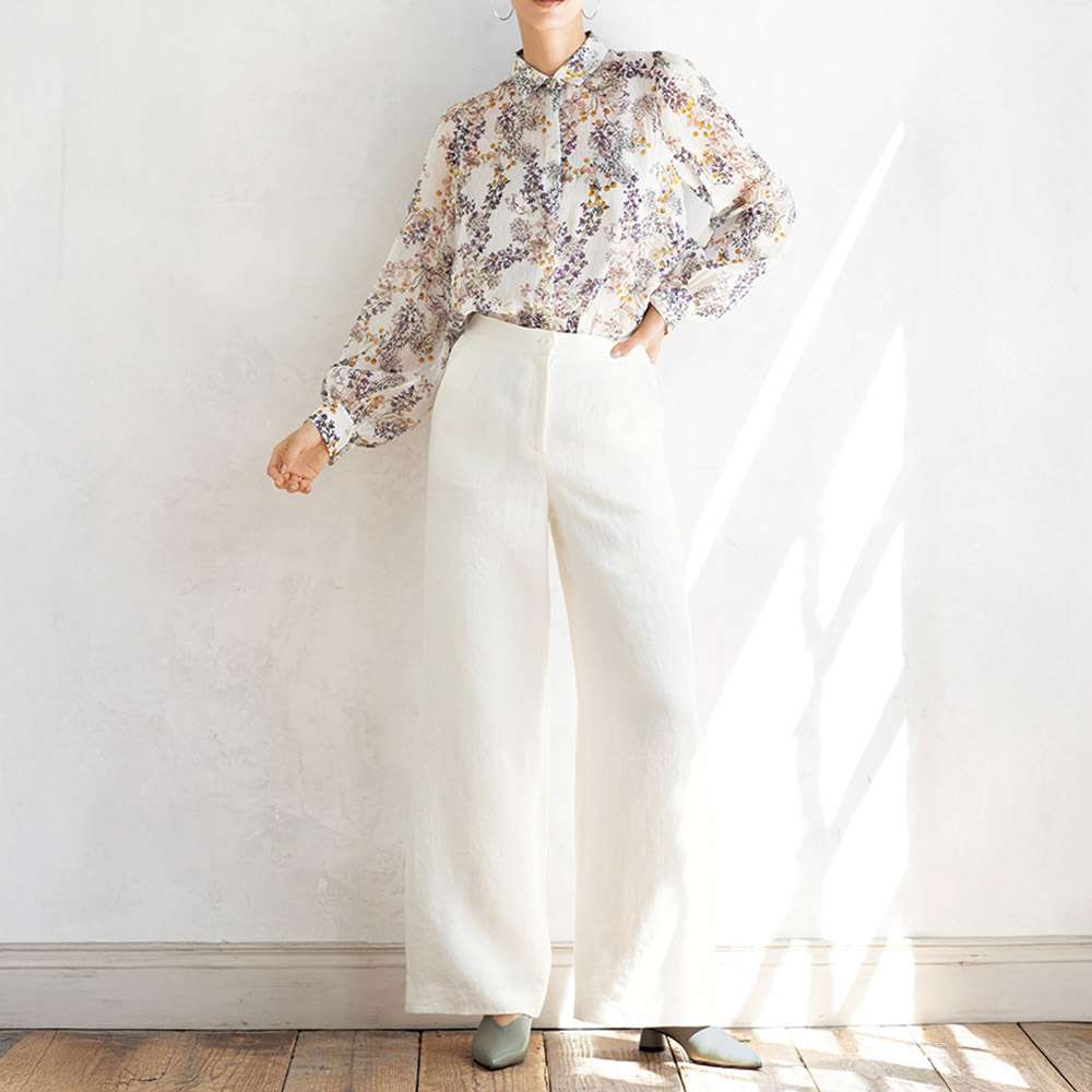 リネンシルク フラワー柄プリントブラウス 通販 - ディノス