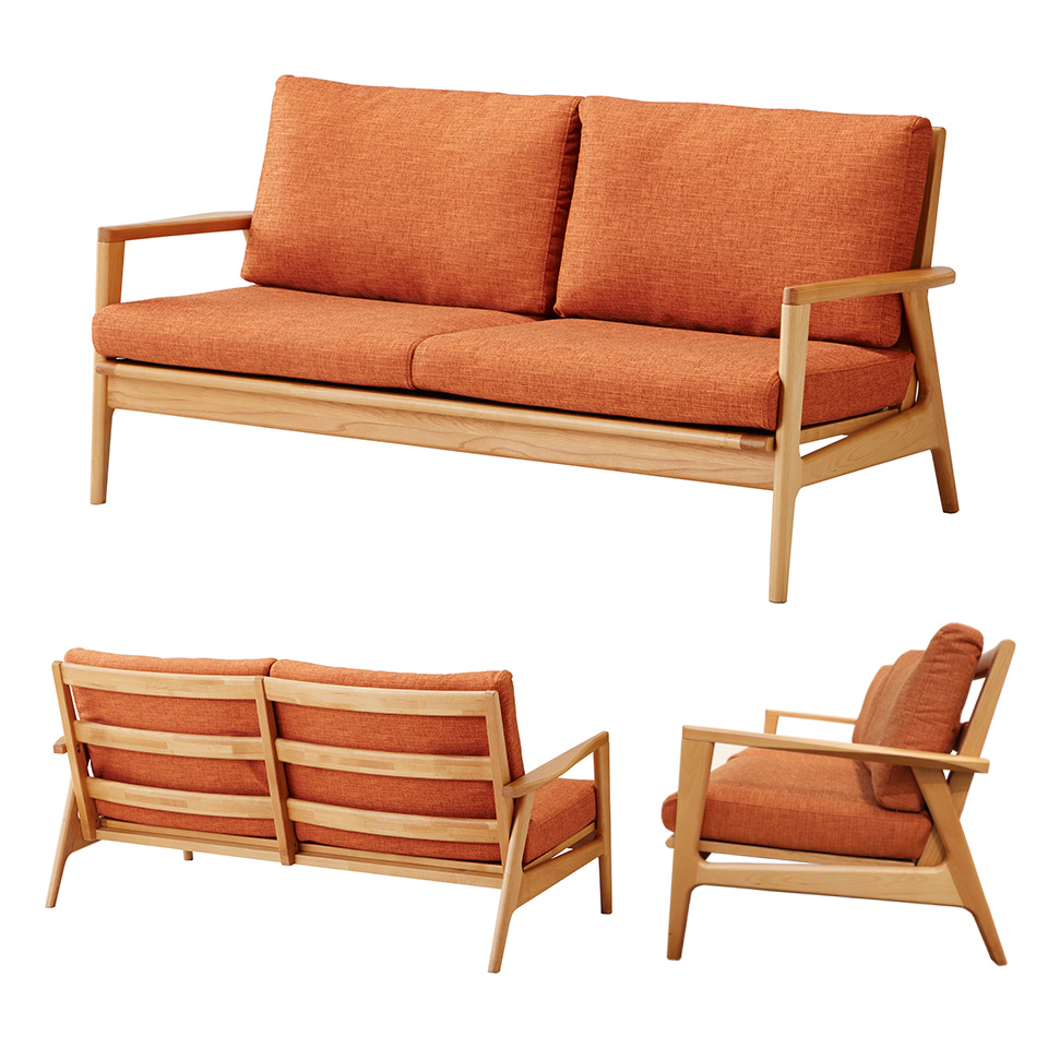 アルダー無垢材を使った天然木フレームソファ 2色から選べるフレーム