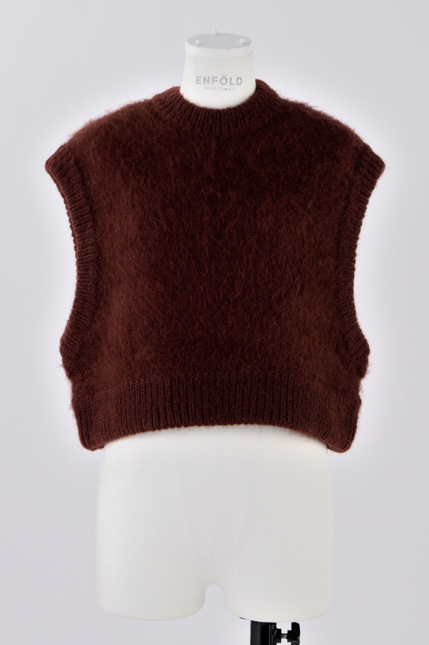 ENFOLD(エンフォルド)｜クロップドニットベスト/ブラウン の通販
