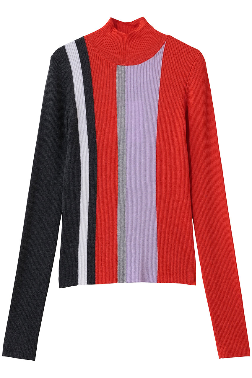ENFOLD(エンフォルド)｜STRIPE RIB PULLOVER/レッド の通販｜ELLESHOP