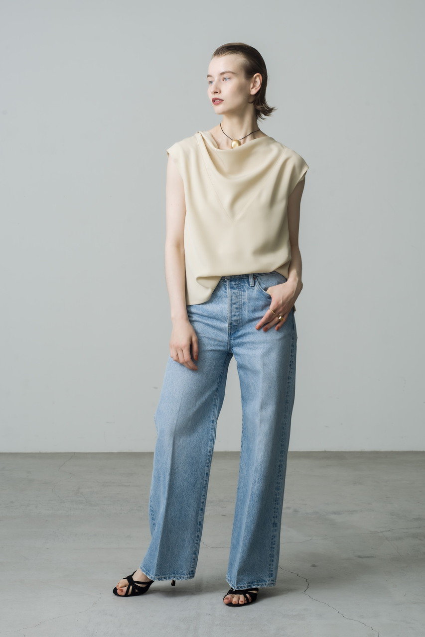 ebure(エブール)｜ウォッシュドデニム ワイドストレートパンツ/ライト