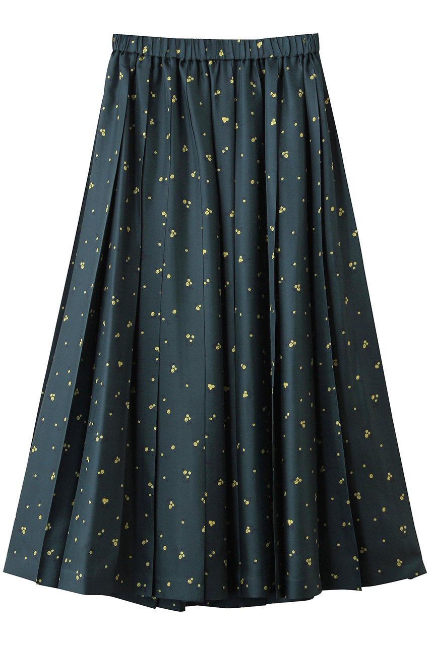 ebure(エブール)｜シルクスモールフラワー プリーツスカート/グリーン