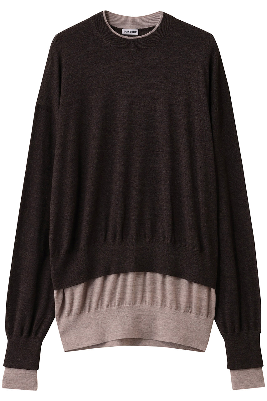 INSCRIRE(アンスクリア)｜レイヤード クルーネック プルオーバー