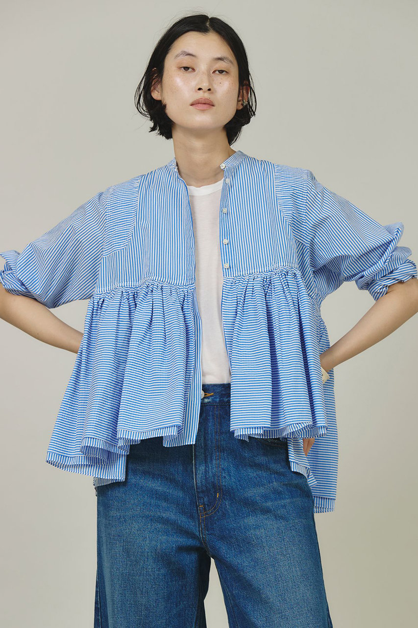 Curensology(カレンソロジー)｜ストライプレイヤードギャザーブラウス