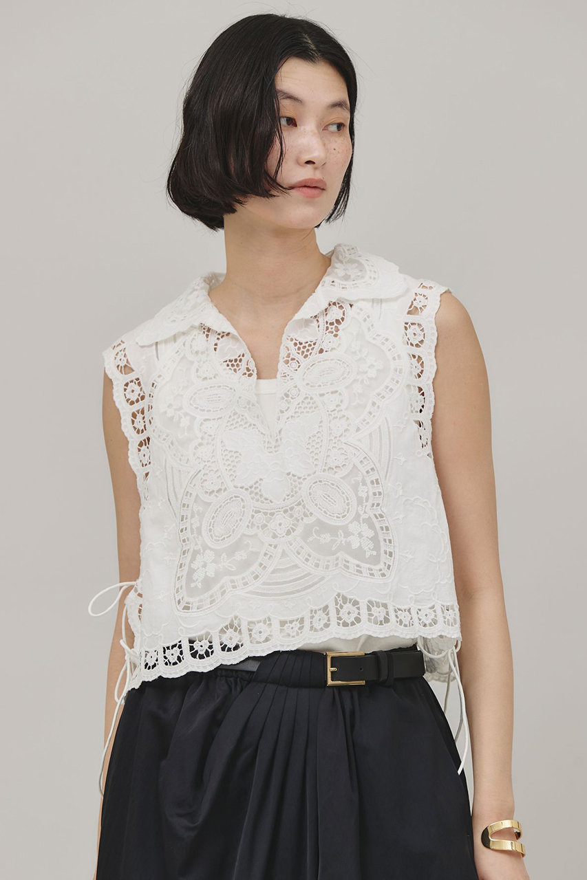 Curensology(カレンソロジー)｜エンブロイダリーブラウス/ホワイト の