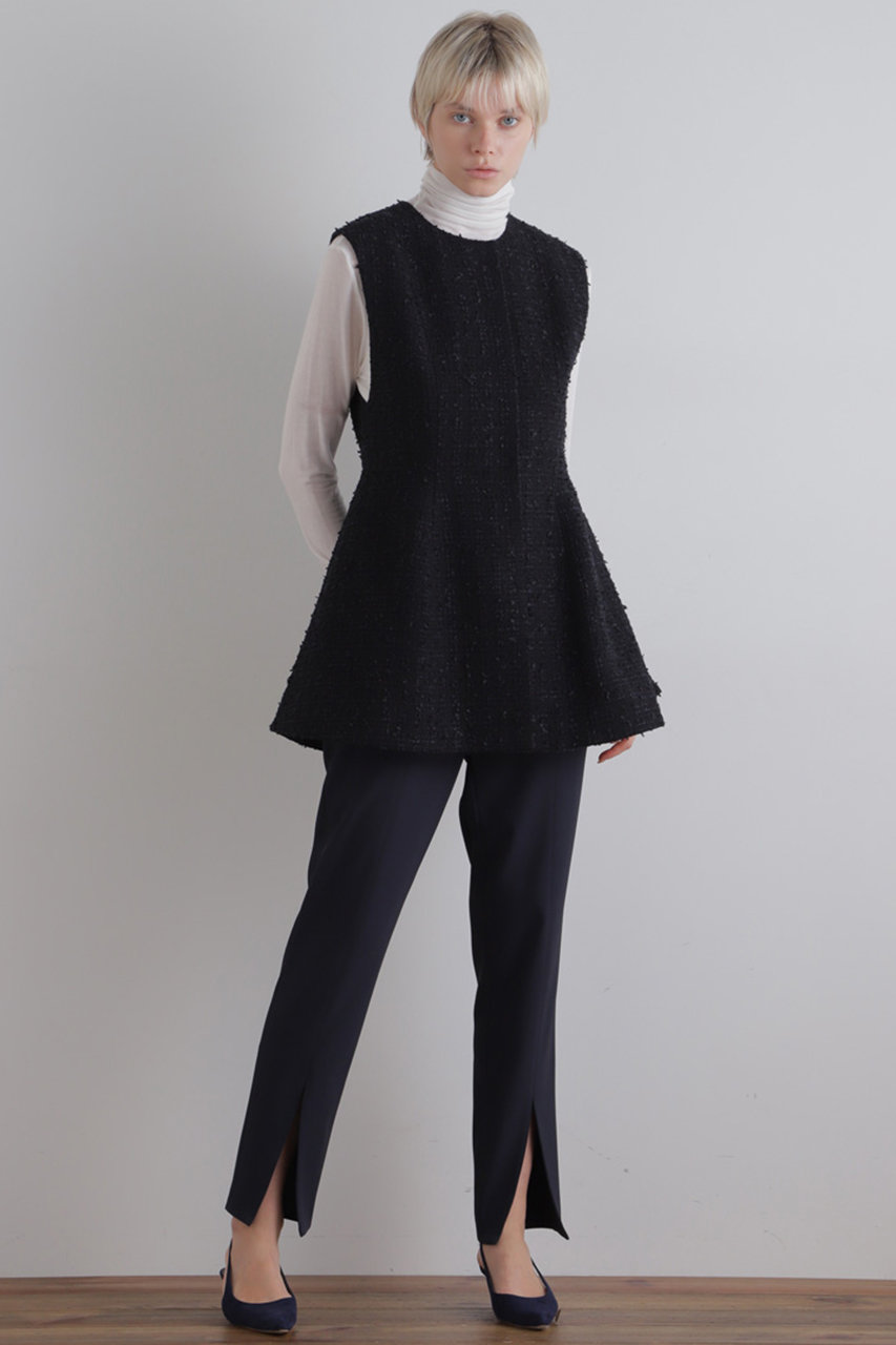 LE PHIL(ル フィル)｜フリンジツィードペプラムジレ/ネイビー の通販