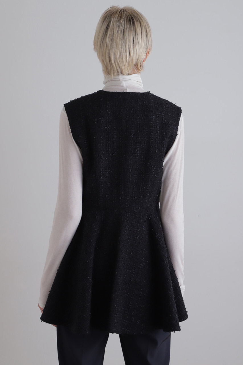 LE PHIL(ル フィル)｜フリンジツィードペプラムジレ/ネイビー の通販