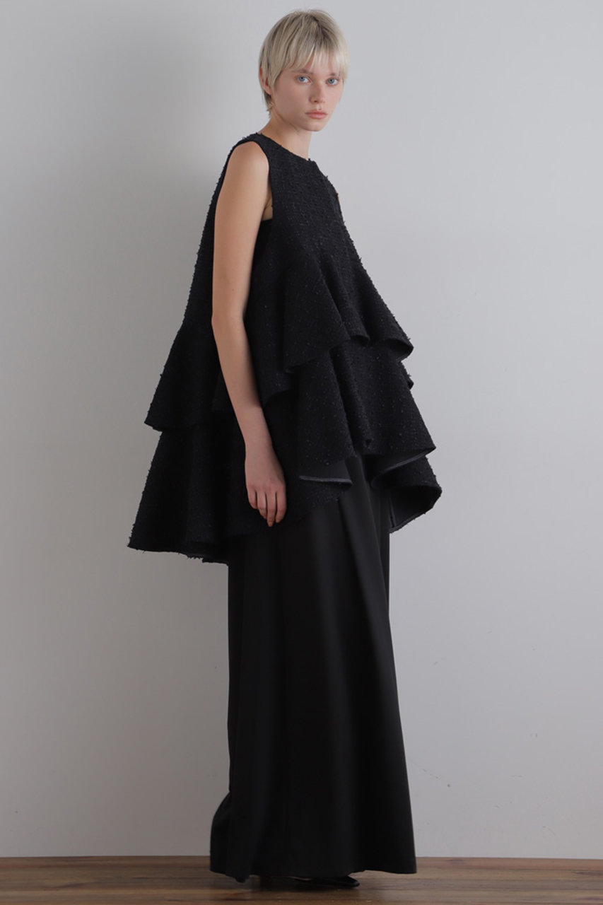 LE PHIL(ル フィル)｜フリンジツィードフリルジレ/ネイビー の通販