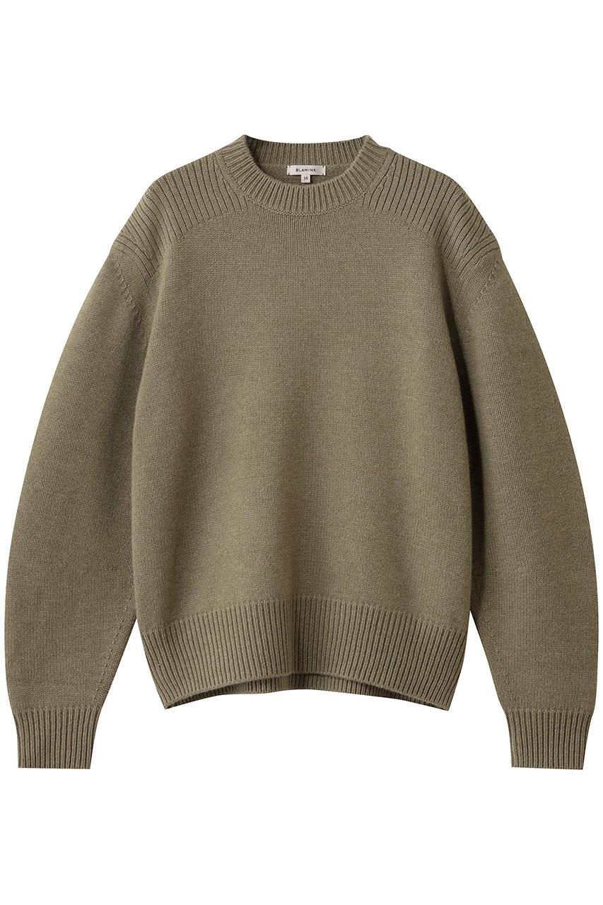 BLAMINK(ブラミンク)｜5Gウールカシミヤクルーネックニット/オリーブ