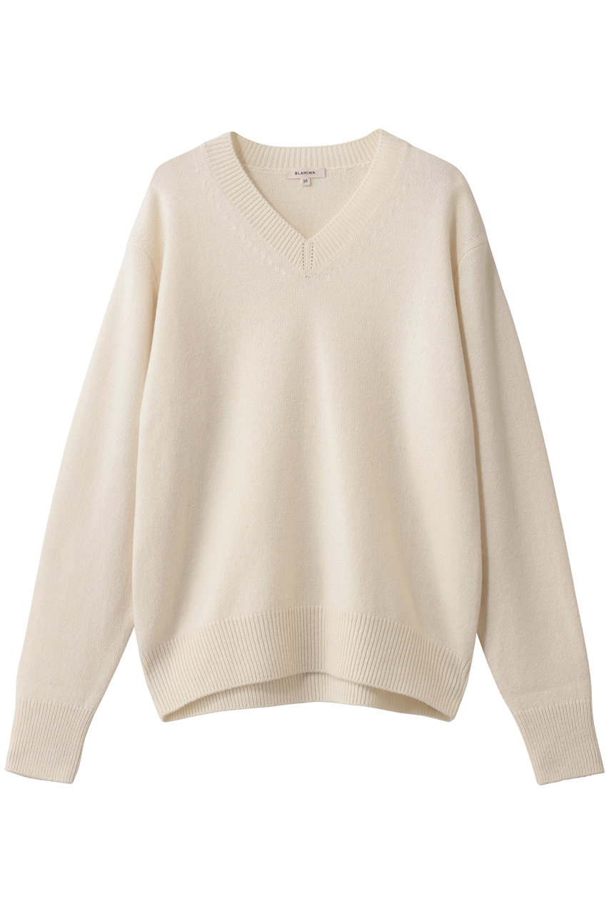 BLAMINK(ブラミンク)｜7GVネックニット/ナチュラル の通販｜ELLESHOP