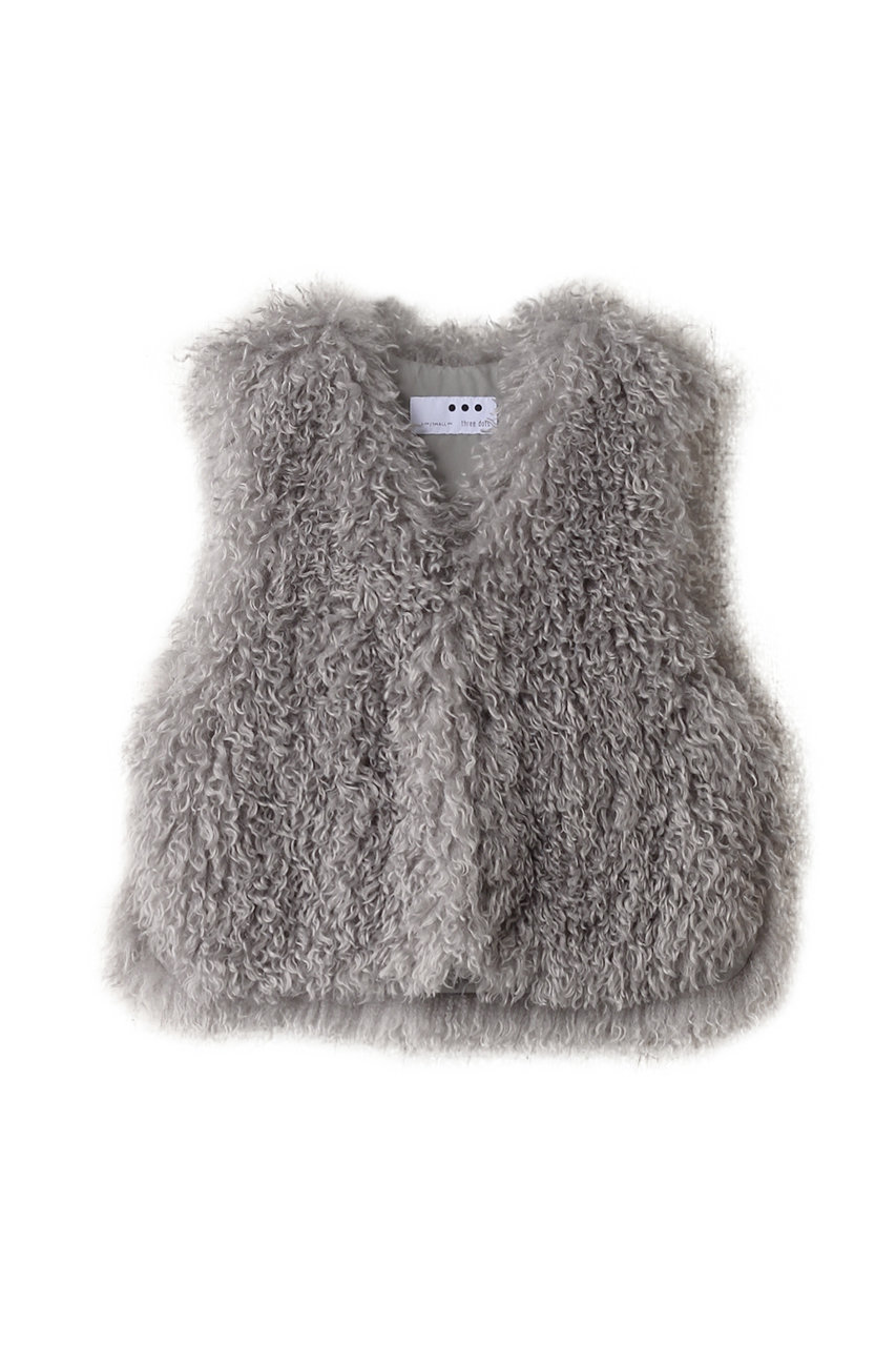 three dots(スリードッツ)｜ウェイビーファー ショートジレ/グレー の