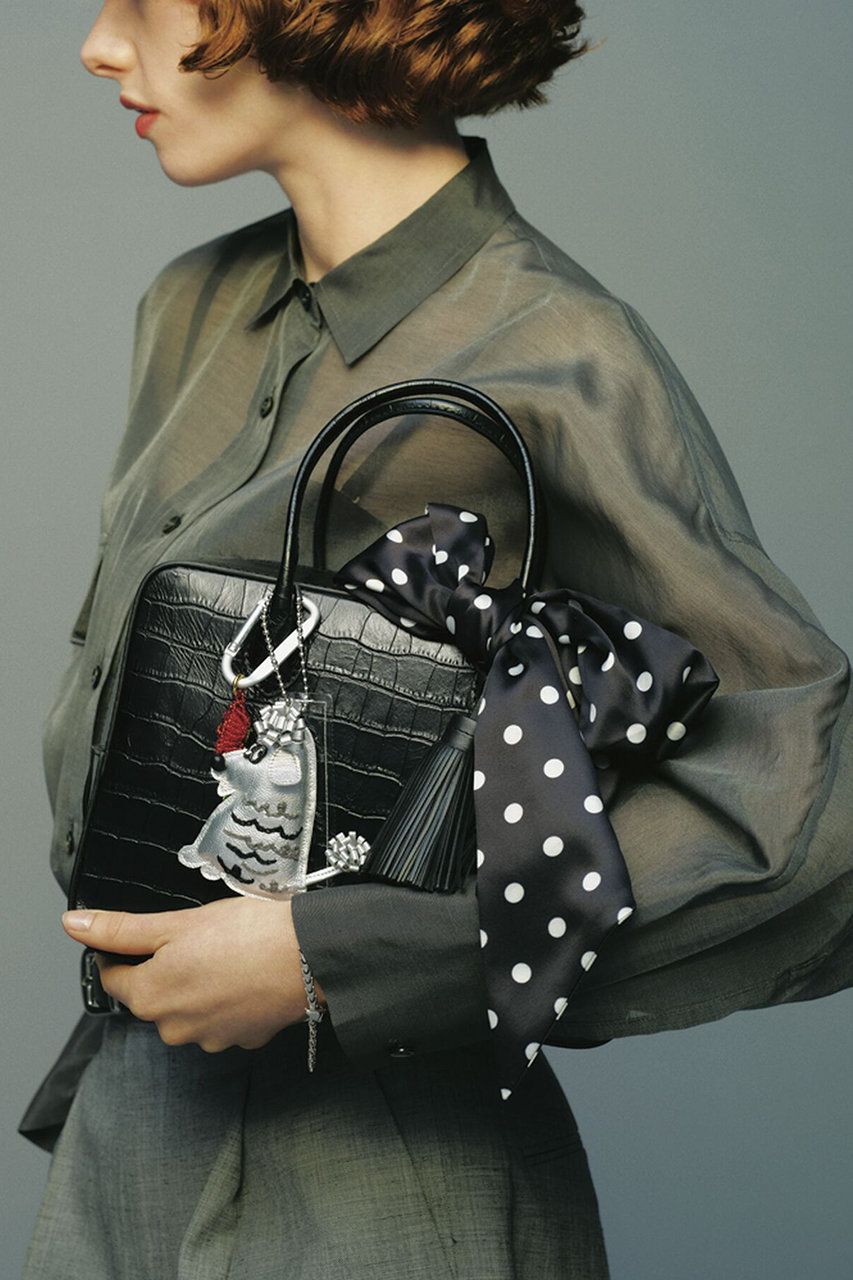 MAISON CANAU(メゾン カナウ)｜CROCO BOX-BOSTON(M)/ブラック の通販