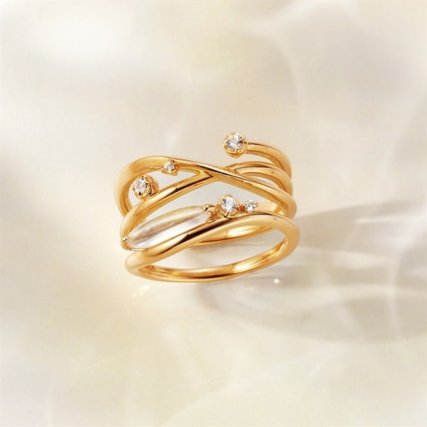 K10イエローゴールド/シルバー リング 2本セット | 142346143004