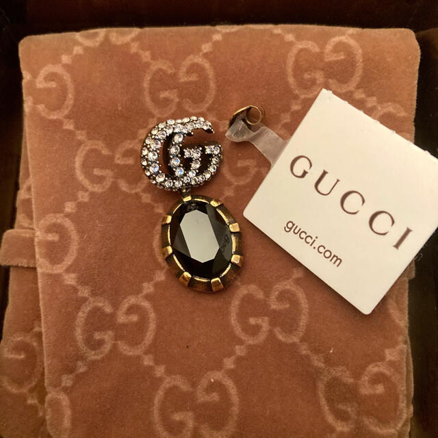 グッチ ピアス 片方 マーモント ビジュー クリスタル付き ダブルG