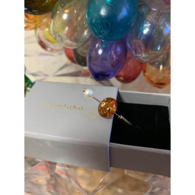 Hirotaka Mini Spear アンバー&パール ピアス